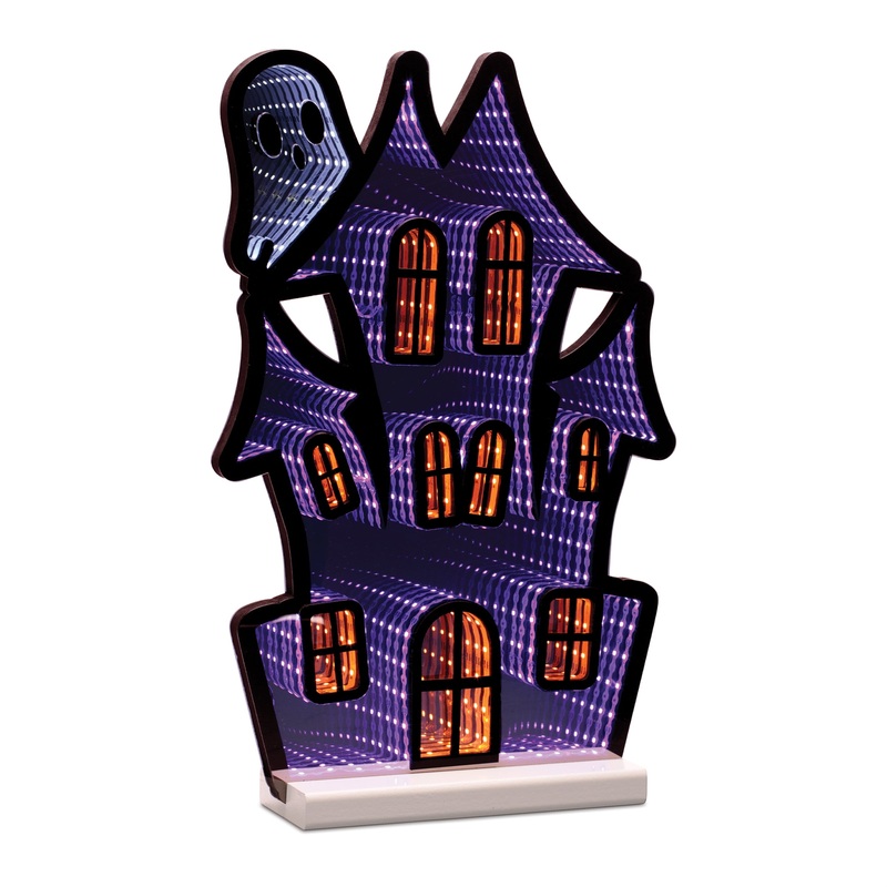 Haunted House w/Ghost Infinity Light, Acrylic w/UL Plug, 16