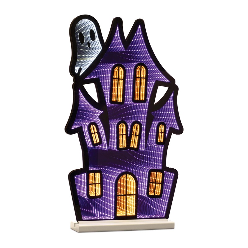 Haunted House w/Ghost Infinity Light, Acrylic w/UL Plug, 23.5