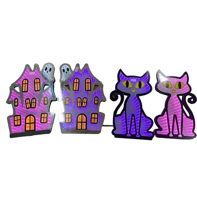 House and Cats Infinity Light, Acrylic w/UL Plug, 36