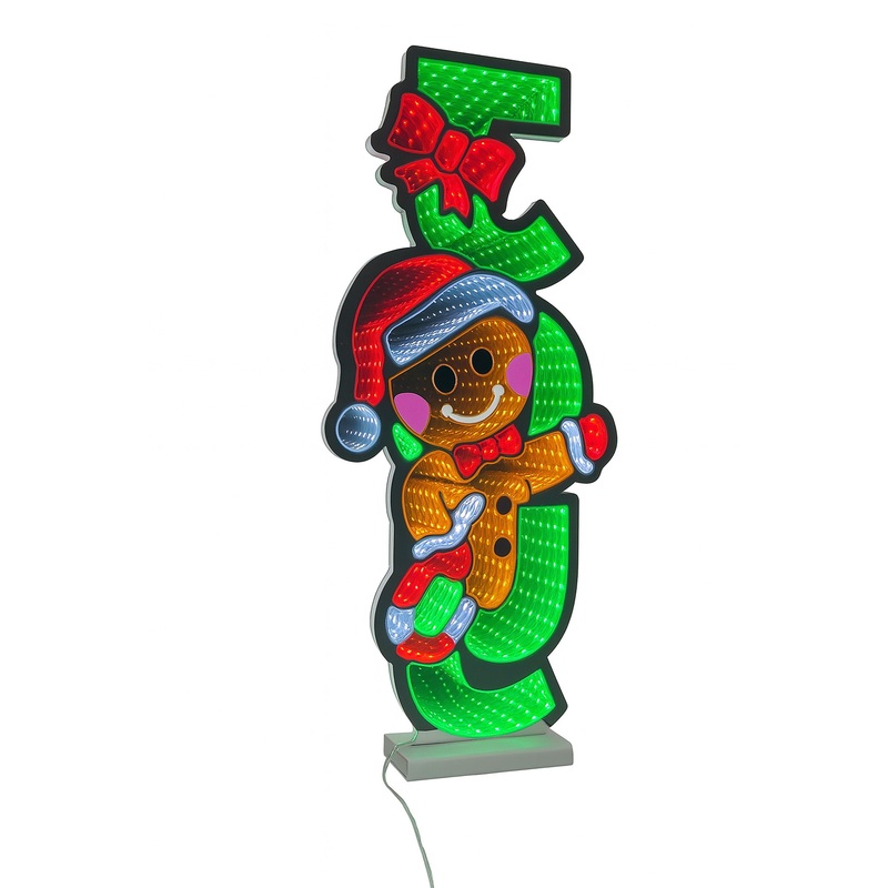 Joy Sign W/ Gingerbread Man Infinity Light, Acrylic w/UL Plug, 60