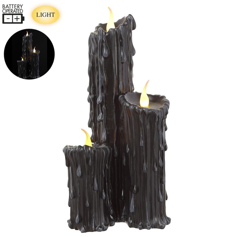 Lighted Battery Operated Faux Candles, 17.75 (Black)