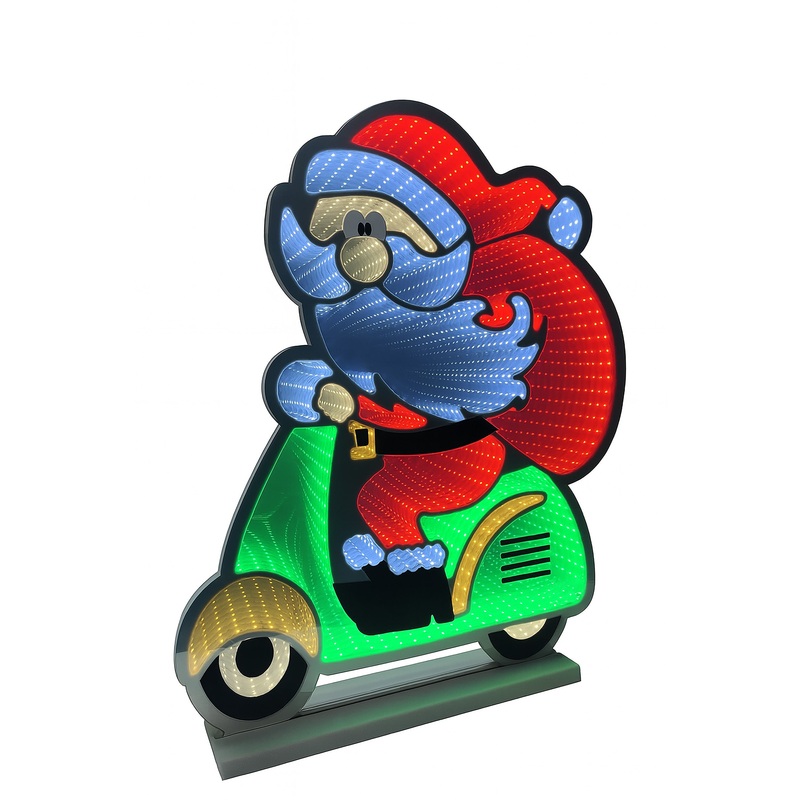 Santa on Motorbike Infinity Light, Acrylic w/UL Plug, 28