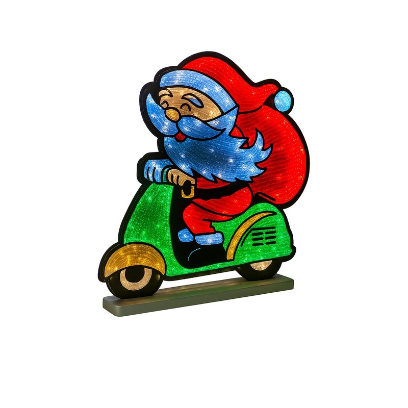 Santa W/ Motorbike Infinity Light, Acrylic w/UL Plug, 23
