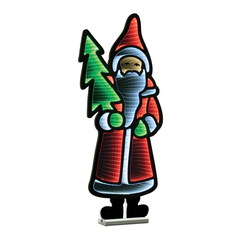 Santa w/Tree Infinity Light 33H Acrylic w/UL Plug
