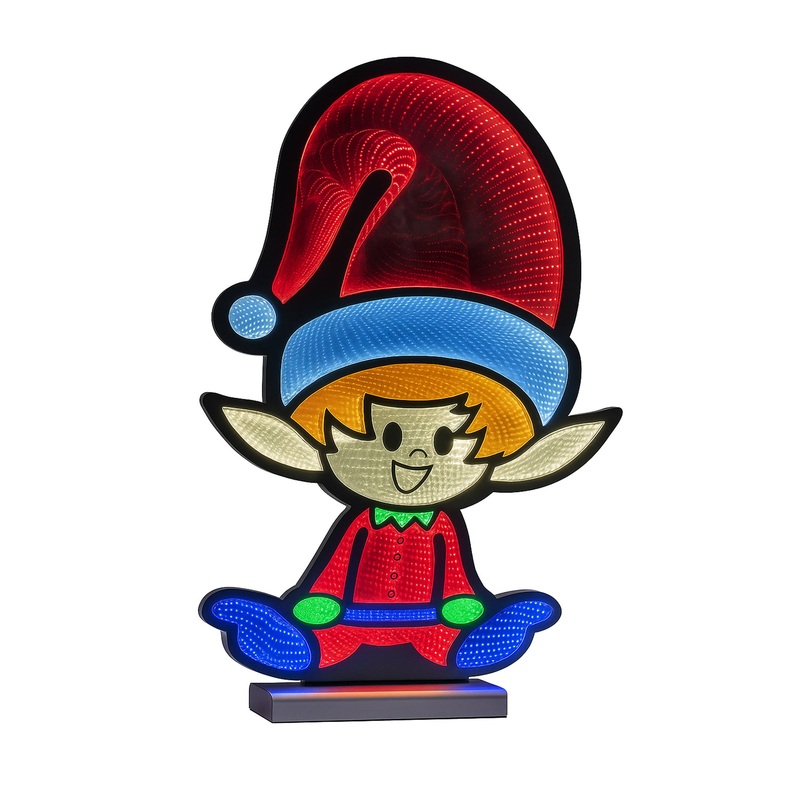 Sitting Boy Elf Infinity Light, Acrylic w/UL Plug, 24