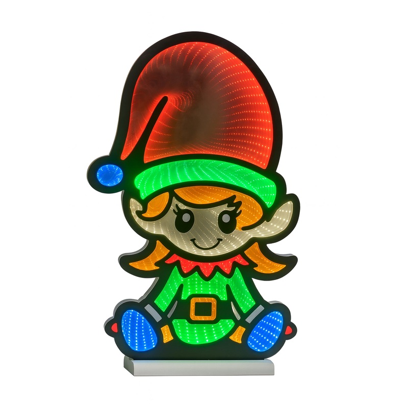 Sitting Girl Elf Infinity Light, Acrylic w/UL Plug, 24