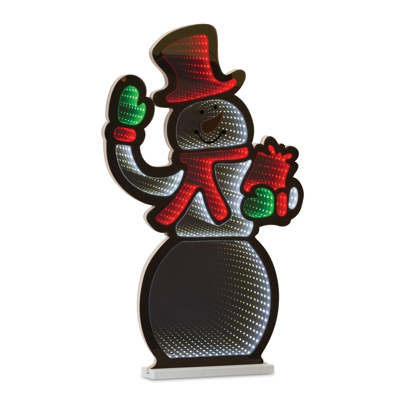 Snowman w/Present Infinity Light, 20L x 29.5H Acrylic w/UL Plug