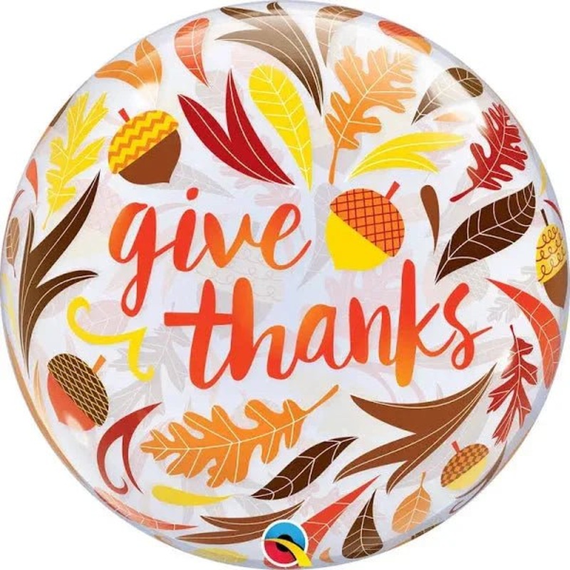 Thanksgiving Give Thanks Acorn Bubble Balloon 22 | 1ct