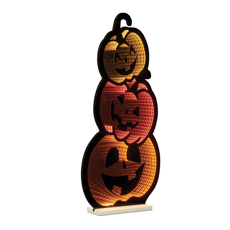 Triple Jack-o-Lantern Infinity Light, Acrylic w/UL Plug, 35.5