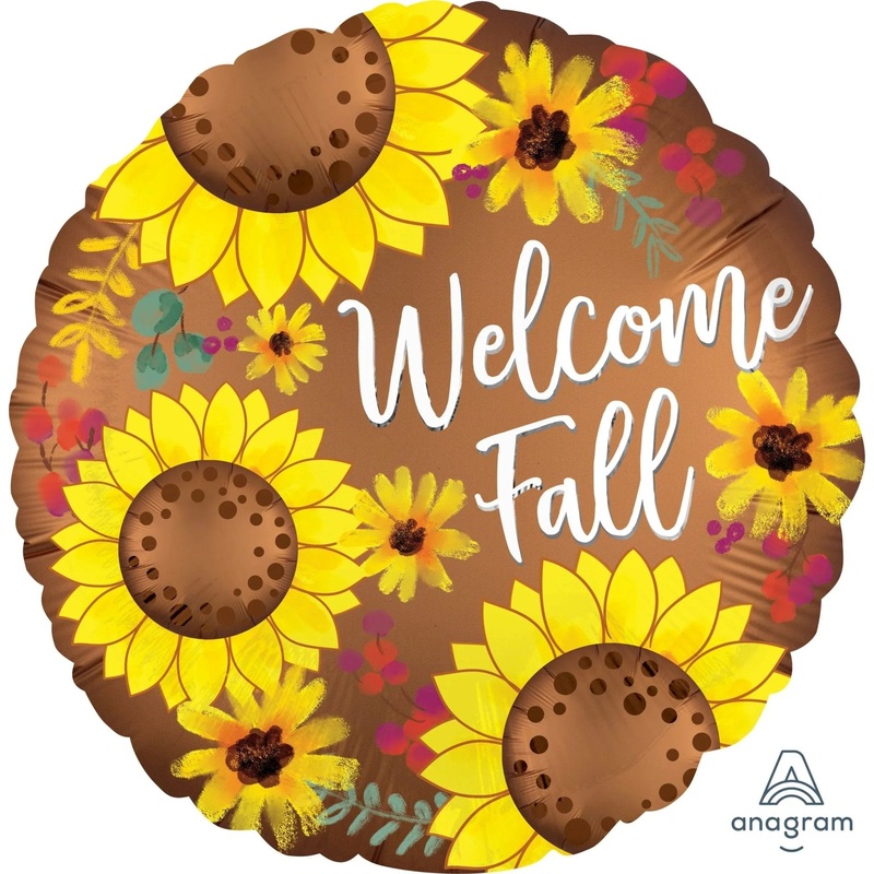 Welcome Fall Sunflower Satin Mylar  | 1 ct