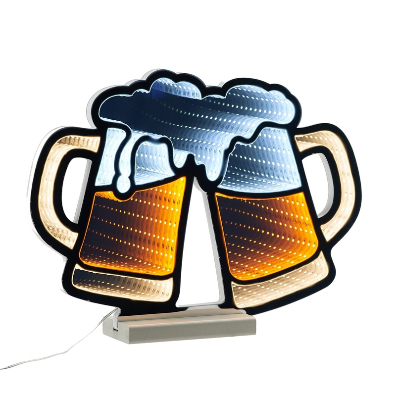 Beer Mugs Infinity Light w/ UL Plug, 15.5 x 11.5, Acrylic
