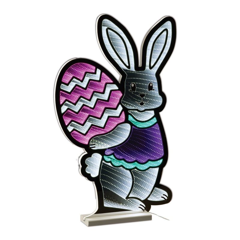 Bunny w/Easter Egg Infinity Light, 23.5, Acrylic w/UL Plug