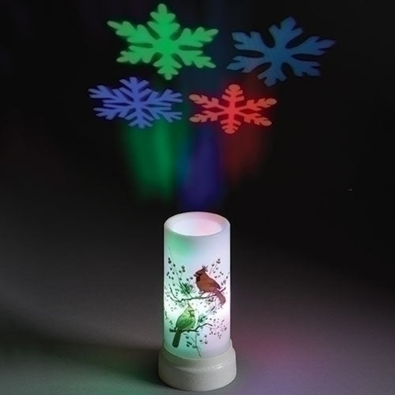 Cardinal on Branch LED Candle Snowflake Projector, 6.75