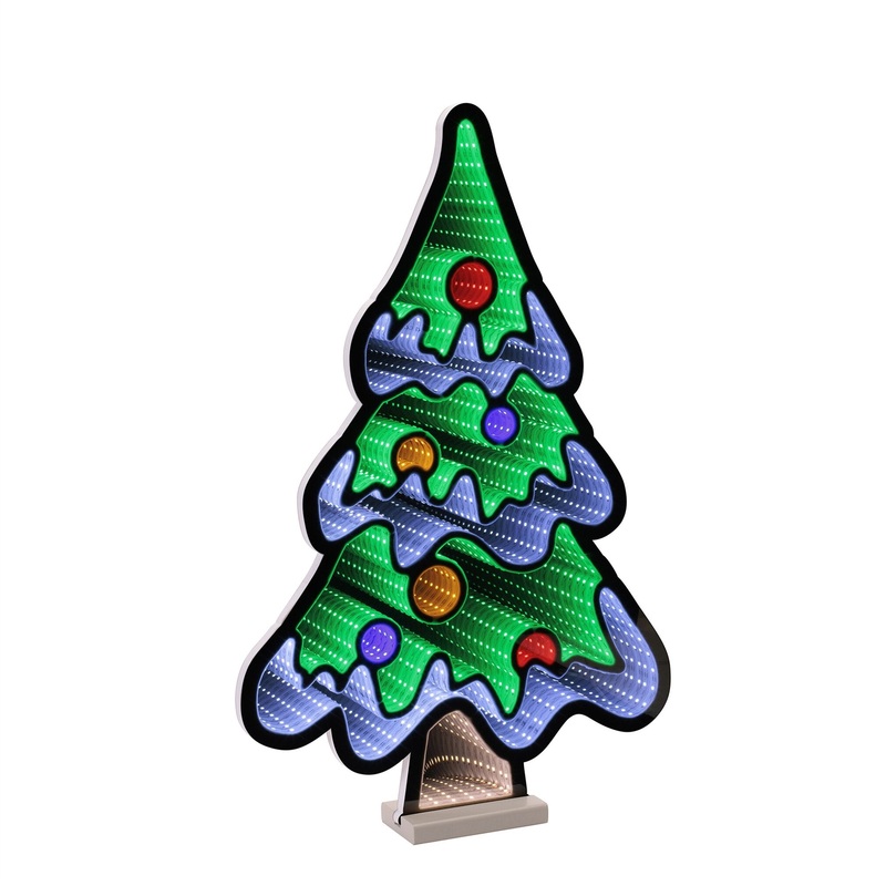 Christmas Tree W/Snow Infinity Light, Acrylic w/UL Plug, 23.5