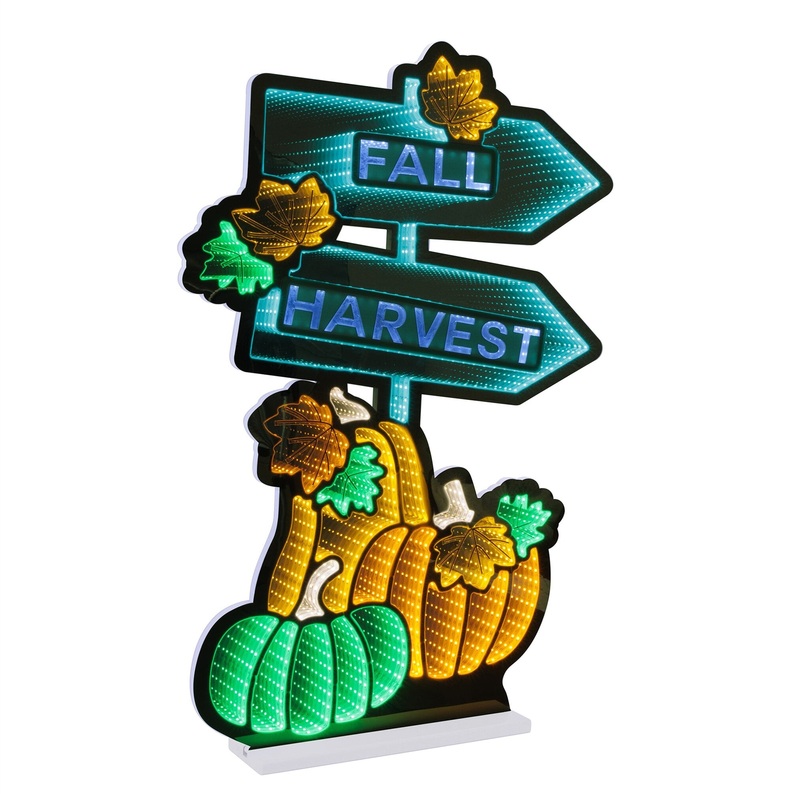 Fall Harvest Sign Infinity Light, Acrylic w/UL Plug, 35