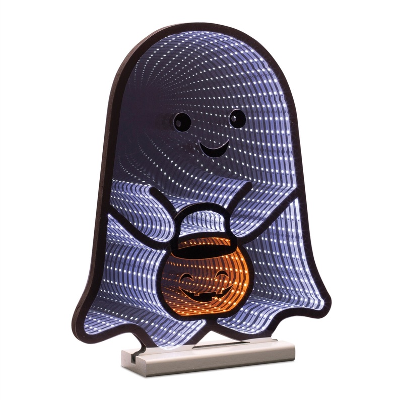Ghost w/Candy Bucket Infinity Light, Acrylic w/UL Plug, 16