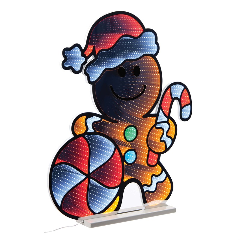 Gingerbread Man Infinity Light, Acrylic w/UL Plug, 29.5