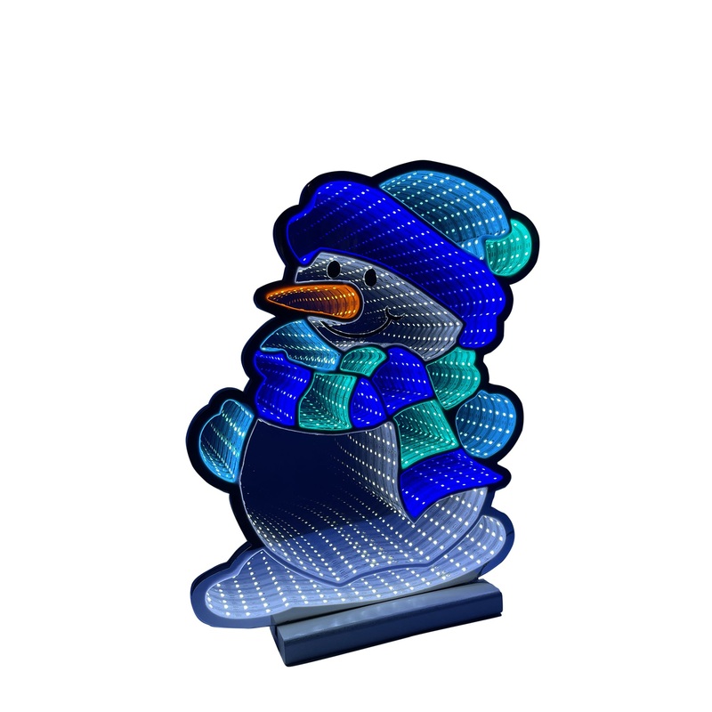 Infinity Blue Christmas Snowman With Wooden Base (16)