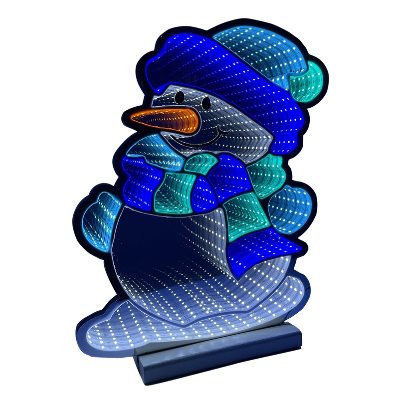 Infinity Blue Christmas Snowman With Wooden Base (23)
