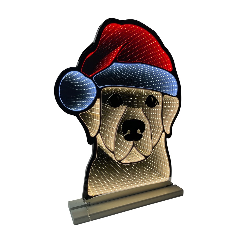 Infinity Light Christmas Dog With Wooden Base (16)