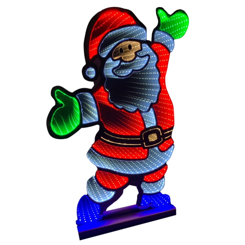 Infinity Light Standing Santa With Wooden Base (47)