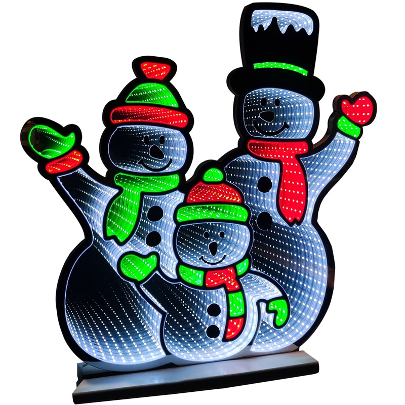 Infinity Light Standing Snowmen With Wooden Base (26)