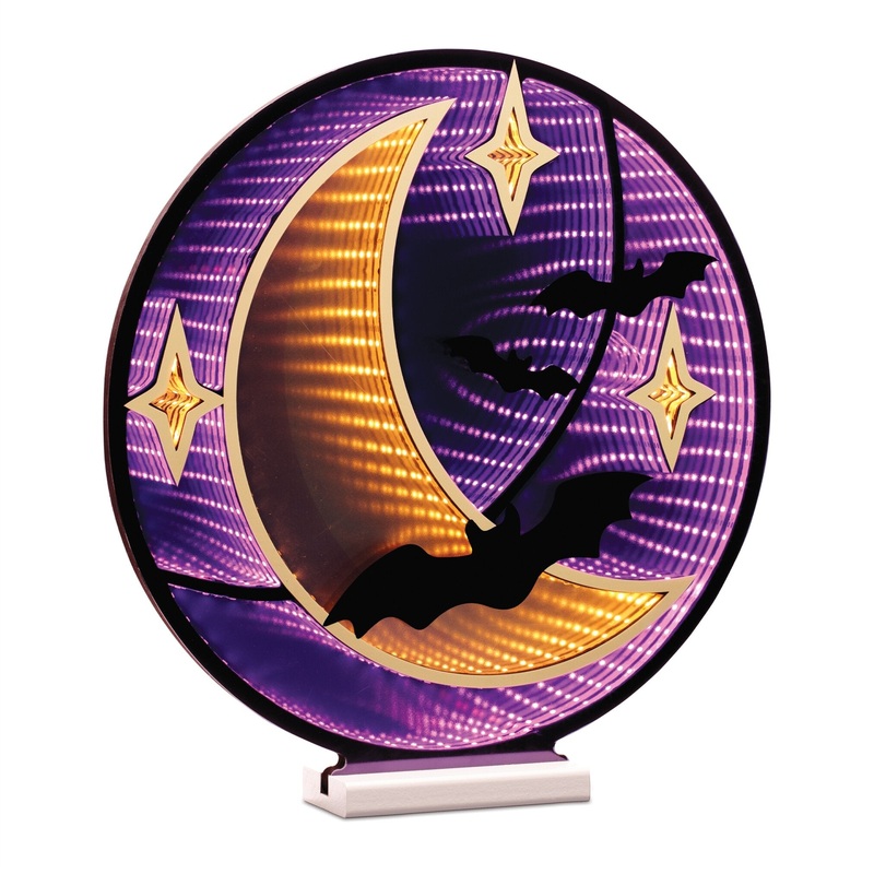 Moon & Bat Infinity Light, Acrylic w/UL Plug, 16.5