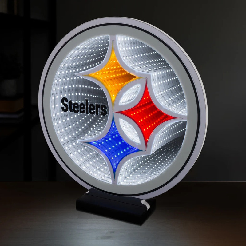 NFL Pittsburgh Steelers LED Infinity Logo Light, Acrylic, w/UL Plug, 13.5