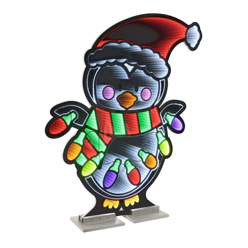 Penguin W/Santa Hat Infinity Light, Acrylic w/UL Plug, 47