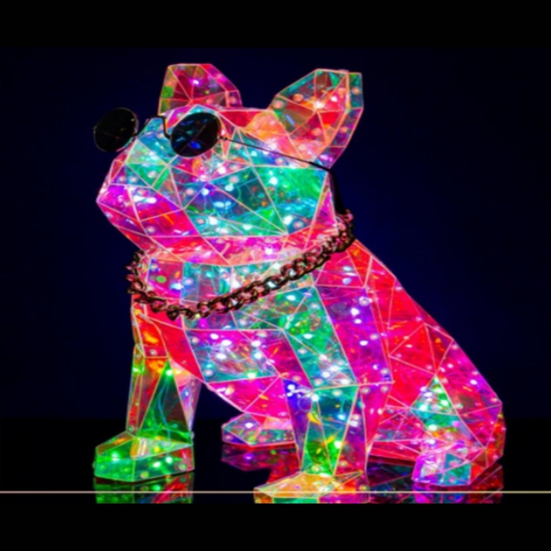 Prismatic Iridescent French Bulldog with Sunglasses, 15.75