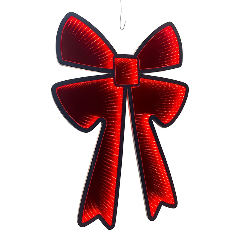 Red Bow Infinity Light, Acrylic w/UL Plug, 24