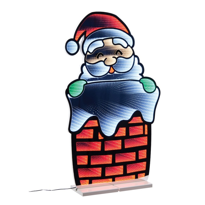 Santa and Chimney Infinity Light, Acrylic w/UL Plug, 35