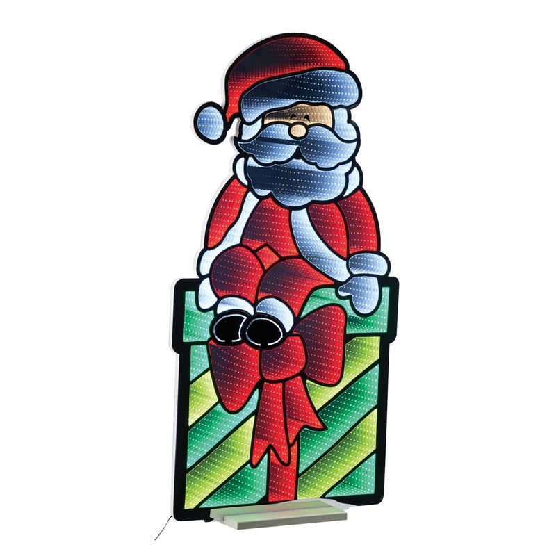 Santa on Package Infinity Light, Acrylic w/UL Plug, 47