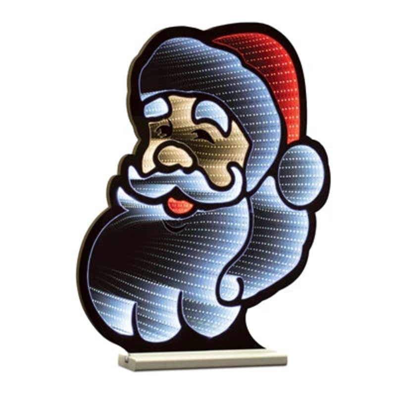Santa’s Head Infinity Light, Acrylic w/UL Plug, 24