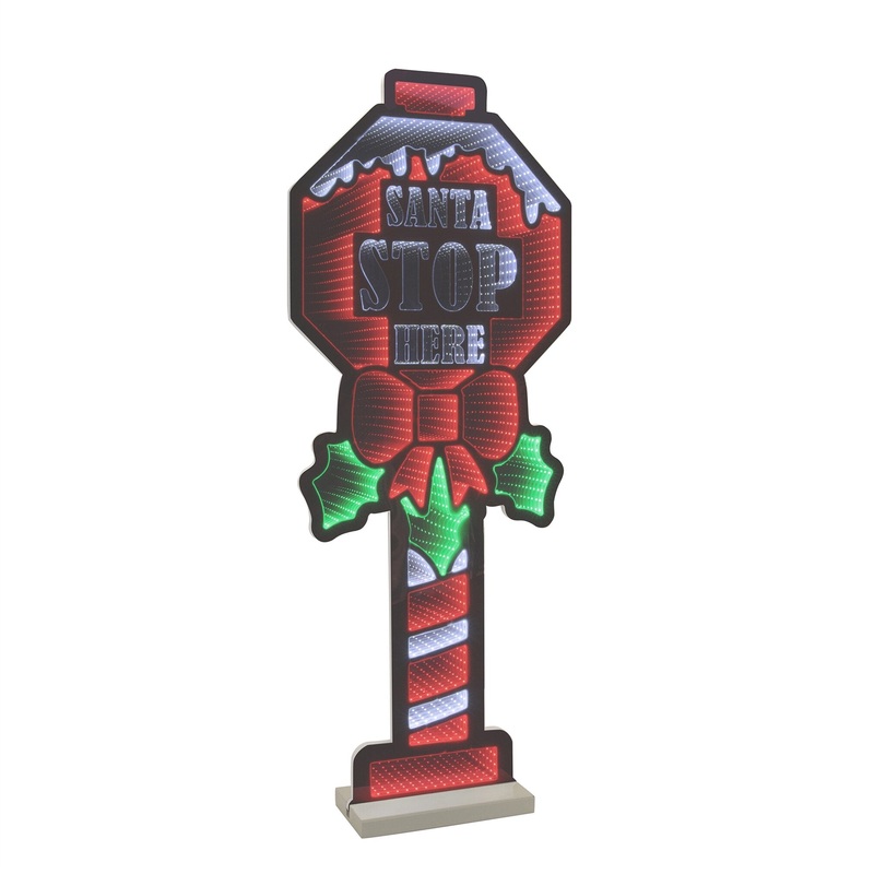 Santa Stop Here Infinity Light, Acrylic w/UL Plug, 47