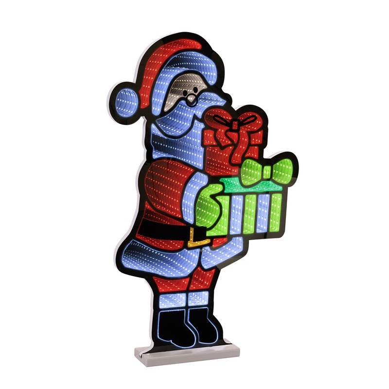 Santa W/Presents Infinity Light, Acrylic w/UL Plug, 25