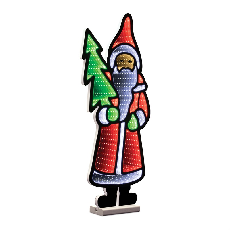 Santa w/Tree Infinity Light 23.5H Acrylic w/UL Plug