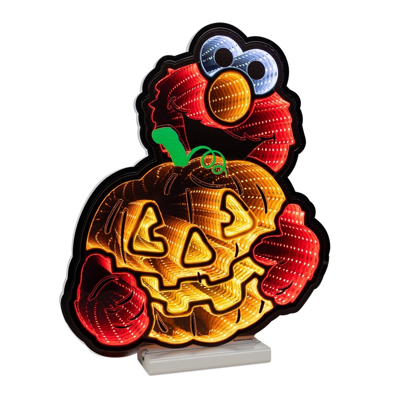 Sesame Street Elmo with Pumpkin Infinity Light w/UL Plug, 16, Acrylic