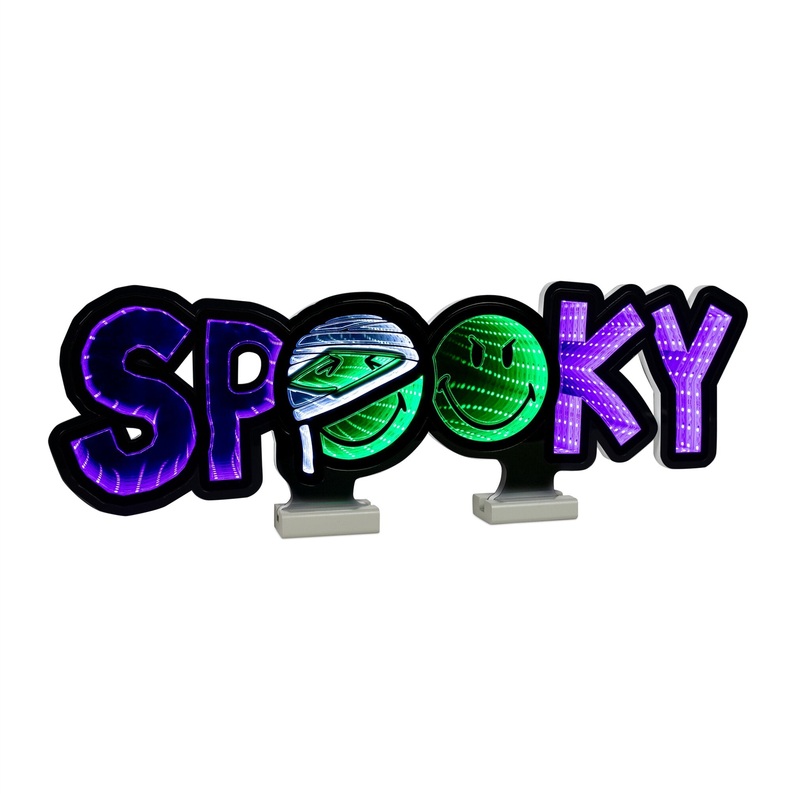 Smiley SPOOKY Infinity Light, Acrylic w/UL Plug, 24 x 8