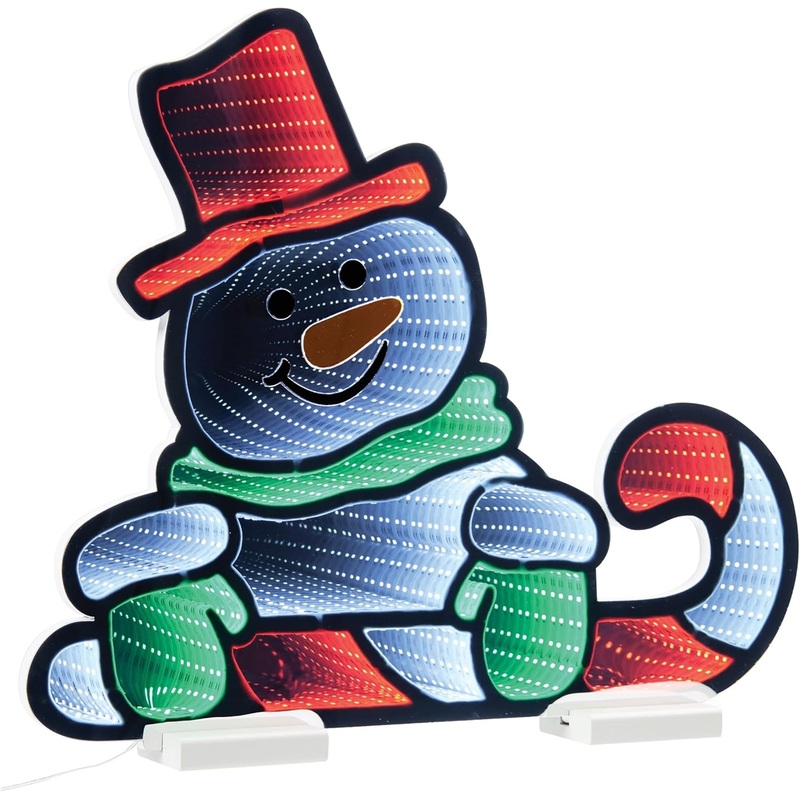 Snowman w/Candy Cane Infinity Light, 21.5H (Acrylic, UL Plug)