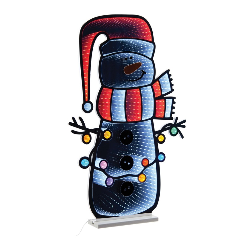 Snowman w/Lights Infinity Light, Acrylic w/UL Plug, 35