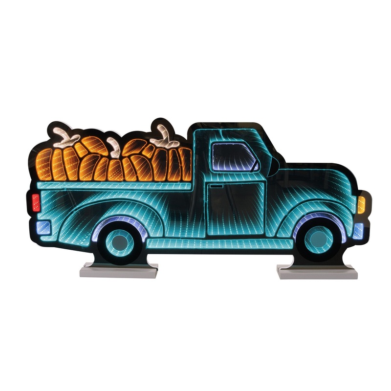 Truck w/Pumpkins Infinity Light, Acrylic w/UL Plug, 35 x 16
